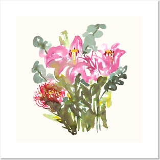 Pinky lilium botanical design Posters and Art